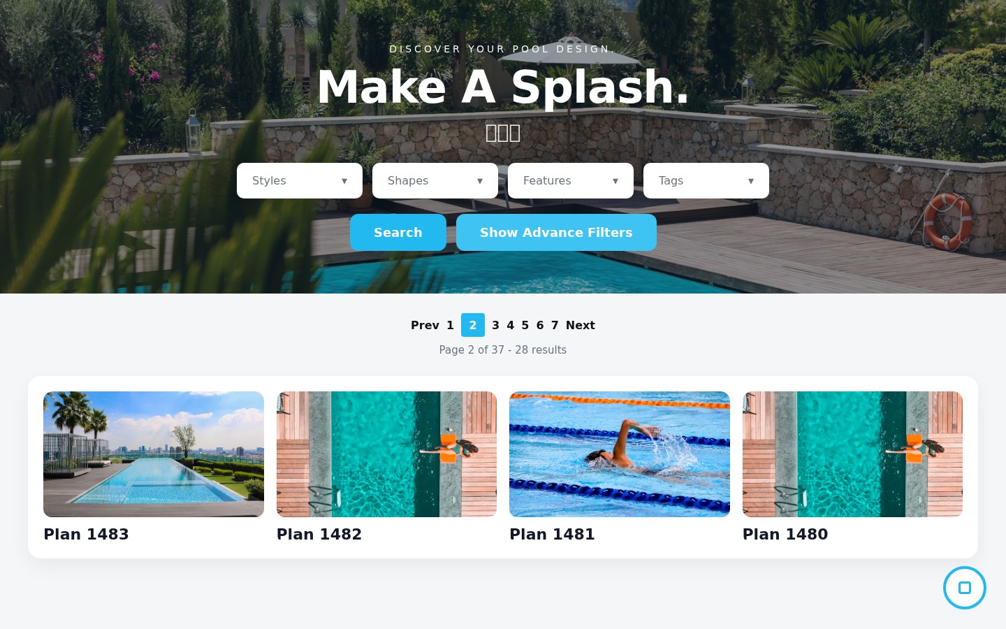 Pool Design Catalog & Search Platform — Pool Plans